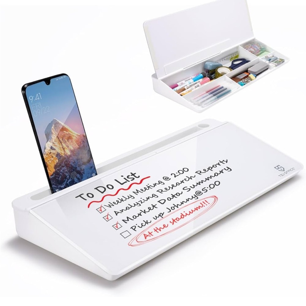 White Tablet Stand with Storage by Unknown Brand